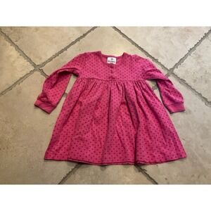 Hanna Andersson pink dot long sleeve dress - girls size 100 (4) Play Day Dress